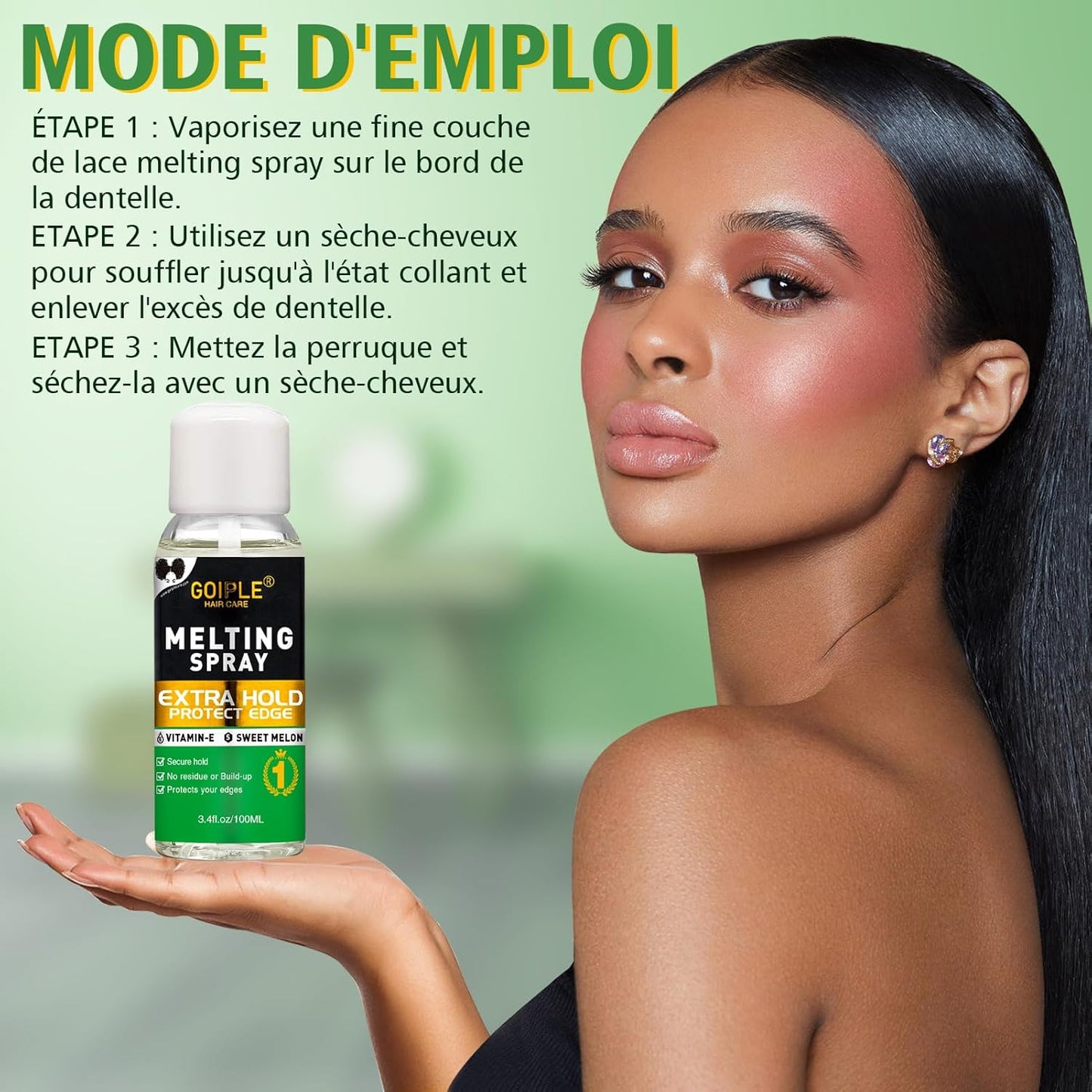 3.4 Fl Oz Lace Melting Spray and Melting Spray Wig Colle Perruque for Wigs, Extra Hold Spritz Spray Lace Adhesive Spray Pour Perruques Fermées Extensions De Perruques