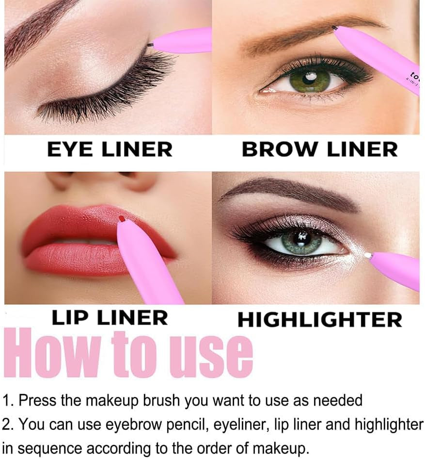 Crayon Maquillage 4 En 1, Stylo Multifonctionnel, 4 Couleurs, Sourcils, Eyeliner, Lèvres Et Surbrillance