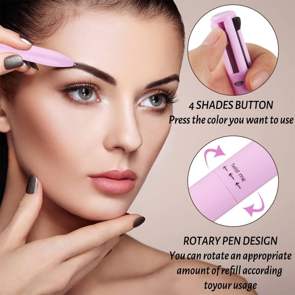 Crayon Maquillage 4 En 1, Stylo Multifonctionnel, 4 Couleurs, Sourcils, Eyeliner, Lèvres Et Surbrillance