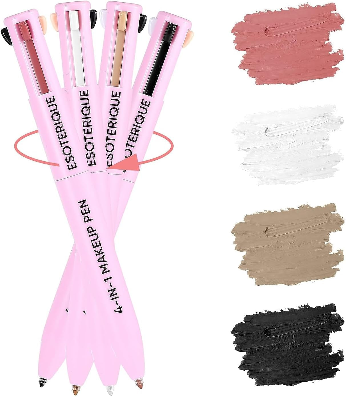 Crayon Maquillage 4 En 1, Stylo Multifonctionnel, 4 Couleurs, Sourcils, Eyeliner, Lèvres Et Surbrillance