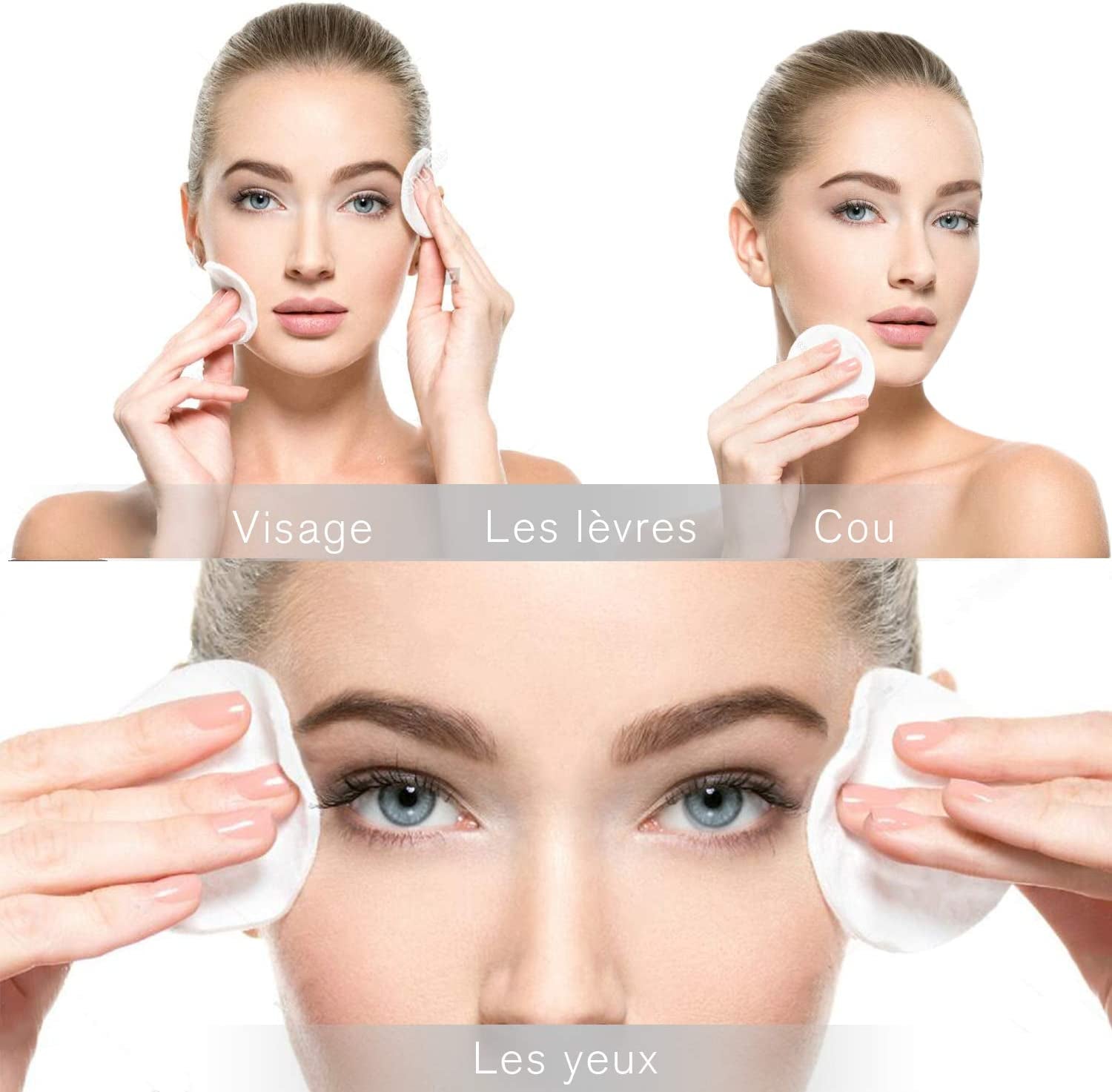 Tampons Démaquillants Fibre De Bambou丨Disques Coton Demaquillant Lavable丨16Pcs+ 2 Sac De Lavage丨Matériau En Fibre De Bambou Souple 丨Lavable Et Réutilisable