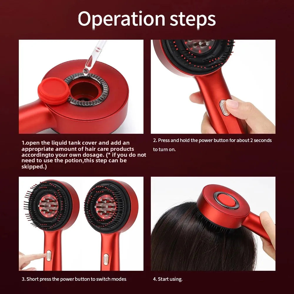 Electric Head Massage Comb Hair Medicine Oil Applicator Scalp Massage Brush 630Nm Infrared Red Light Hair Growth Comb Hair Care