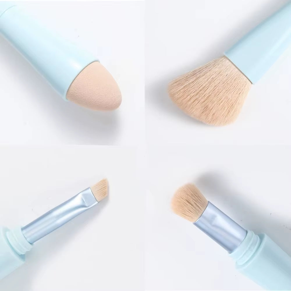 Multitasker 4-In-1 Makeup Brushes Portable Travel Make up Brushes Detachable Makeup Brush Set