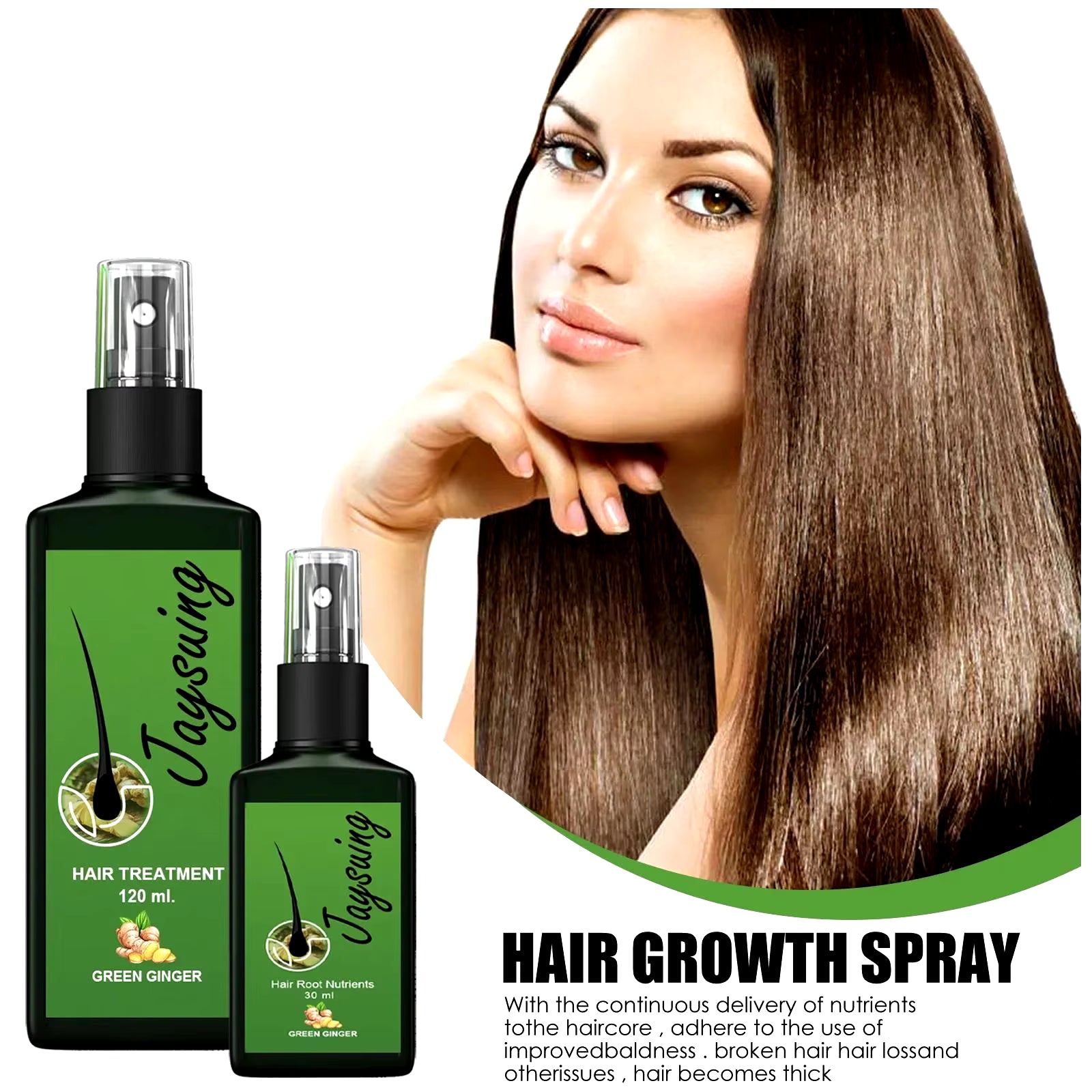 Hair Growth Spray Ginger Massage Scalp Damaged Treatment Solution Nourish Roots Fast Grow anti Hair Loss Serum Beauty Health