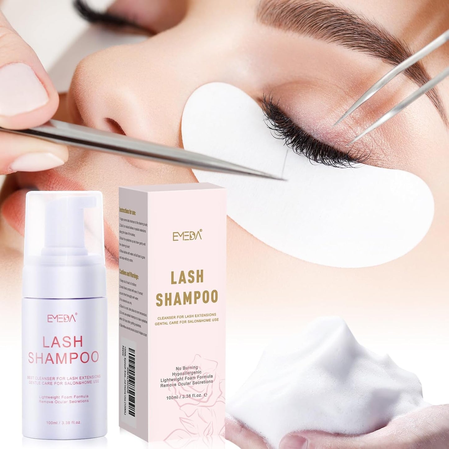 100ML Shampooing Pour Les Cils Nettoyant Moussant Pour Les Cils Shampooing Pour Les Cils Pour Les Extensions Cils Et Le Toilettage Éliminer Le Maquillage Et La Saleté De Cils