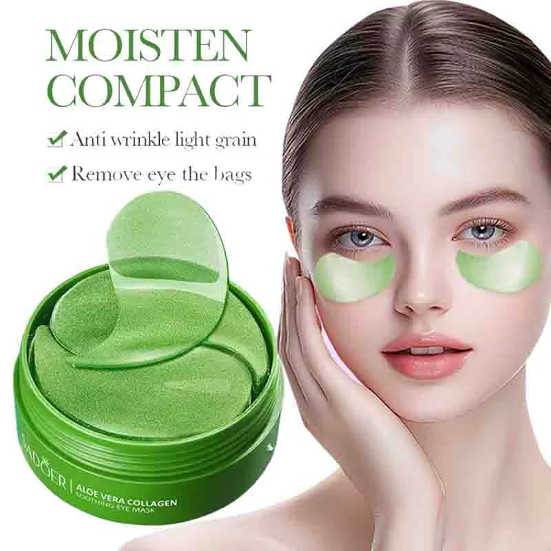 60Pcs Aloe Vera Collagen Eye Mask anti Dark Circles Removal Eyes Bags Moisturizing Firming Eye Patches Eyes Skin Care Products