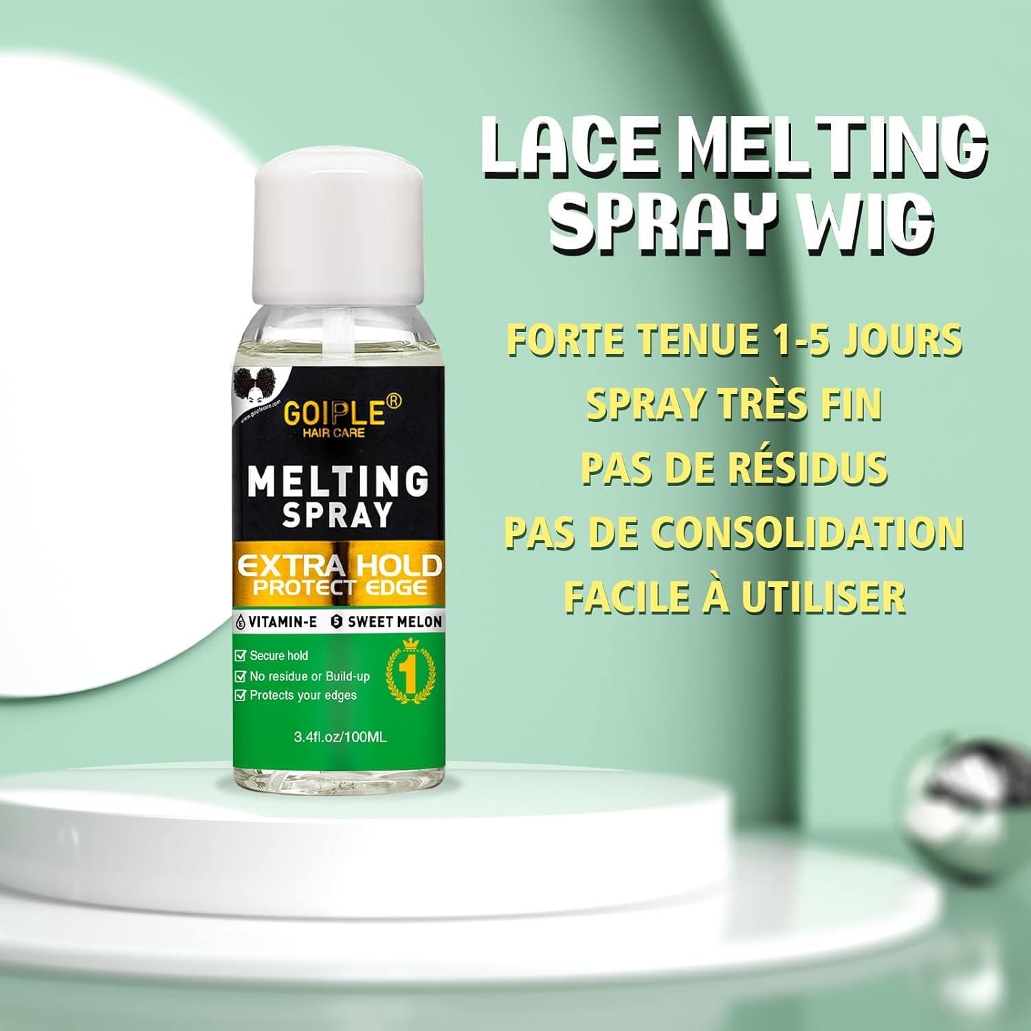3.4 Fl Oz Lace Melting Spray and Melting Spray Wig Colle Perruque for Wigs, Extra Hold Spritz Spray Lace Adhesive Spray Pour Perruques Fermées Extensions De Perruques