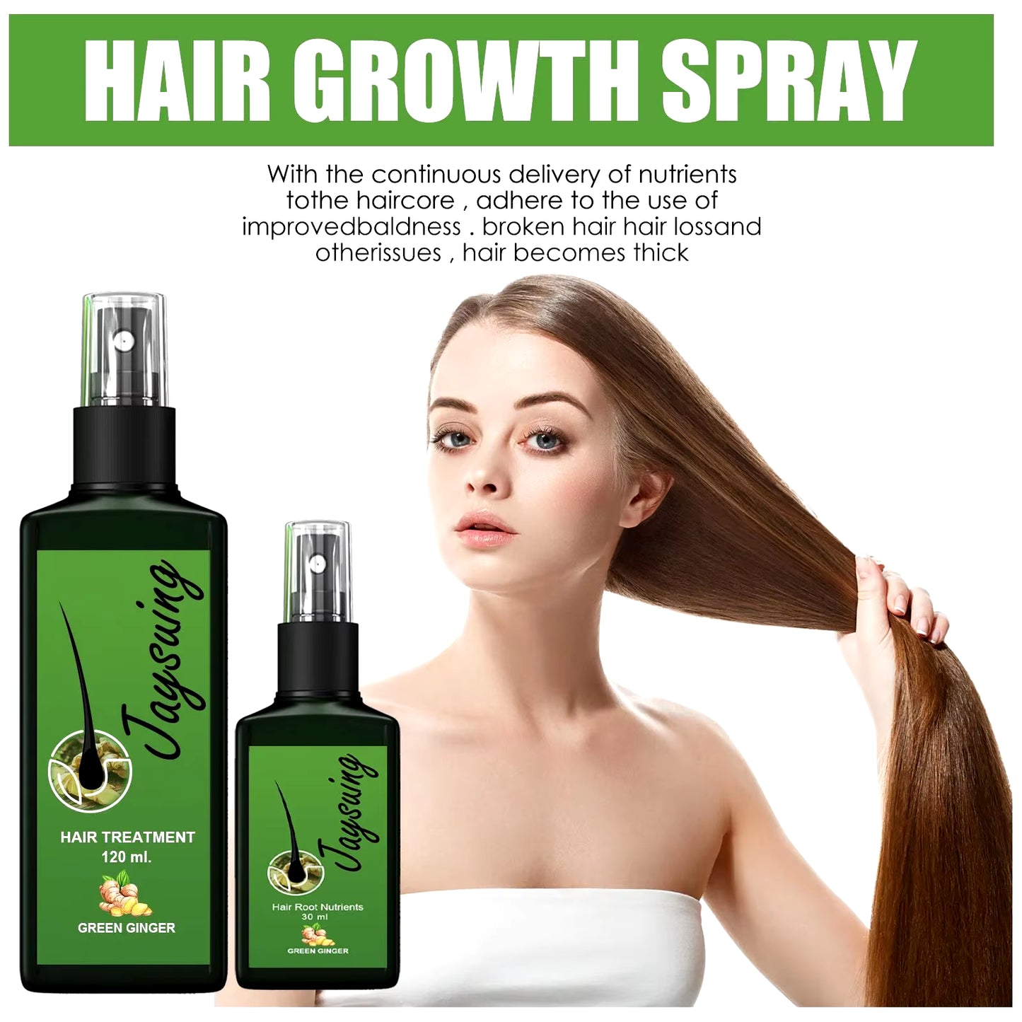 Hair Growth Spray Ginger Massage Scalp Damaged Treatment Solution Nourish Roots Fast Grow anti Hair Loss Serum Beauty Health