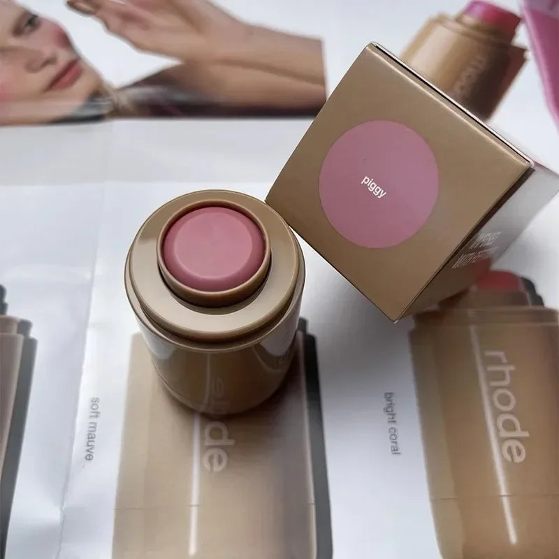 Rhod Pocket Blush LIP Stick Lip and Cheek Hydrating Stick Natural Rouge Powder Blush Cream Lipstick Cheek Easy to Apply Color